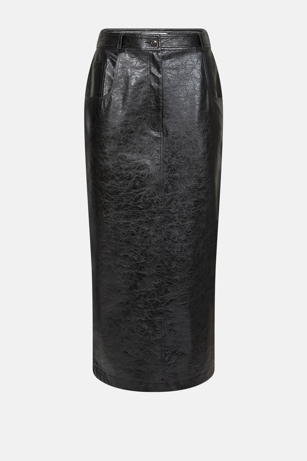 Maya Jupe Midi en Cuir Synthétique | Noir