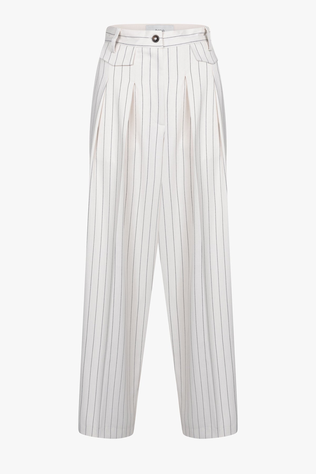 Michel Pinstriped Pleated Trousers | White
