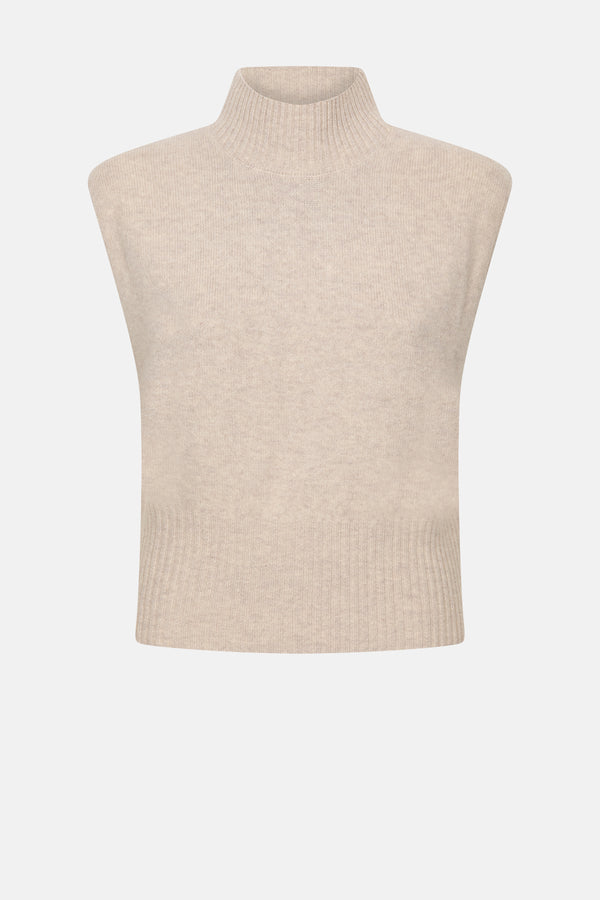 Minda Pull Sans Manches en Maille | Beige