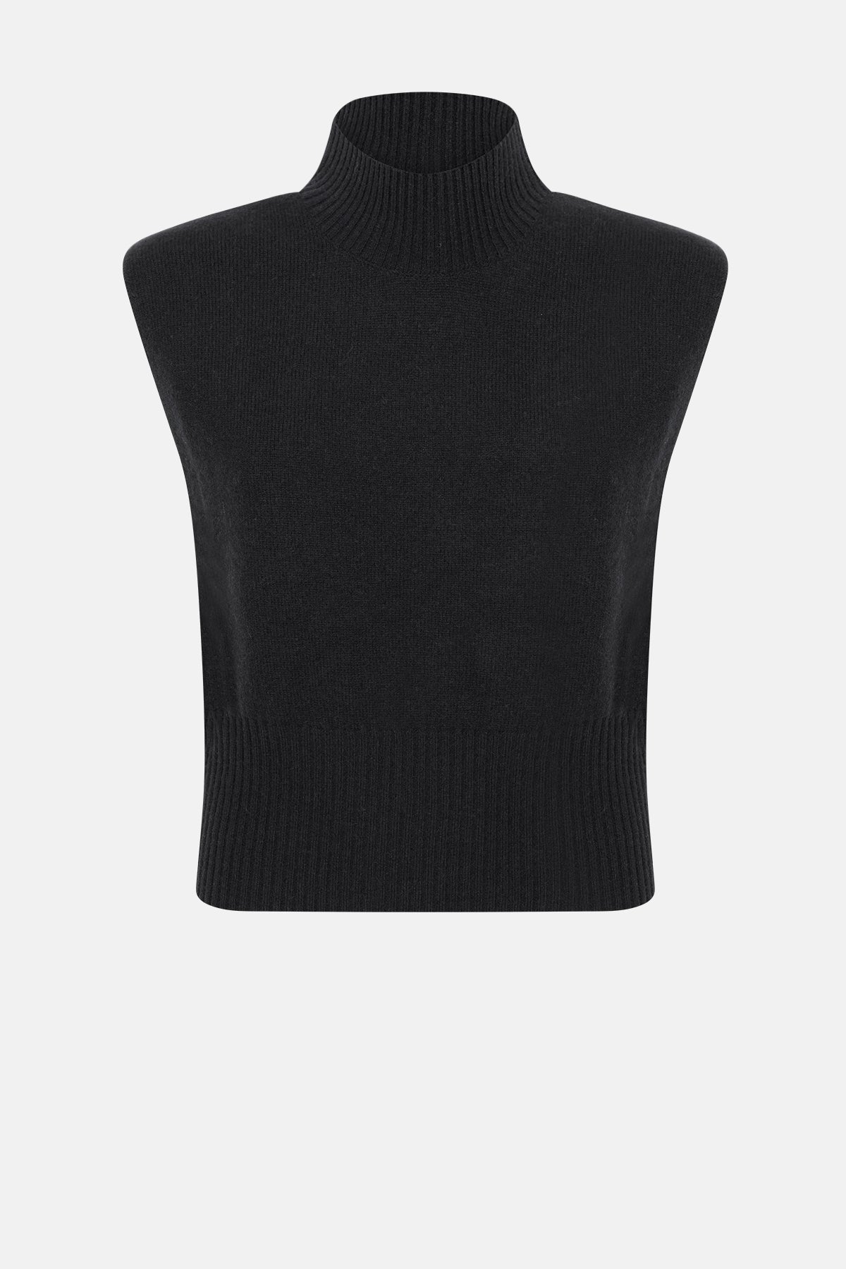 トップス mare Hight Neck Sleeve Less Knit Minda Knitted Sleeveless Sweater | Black – Âme antwerp