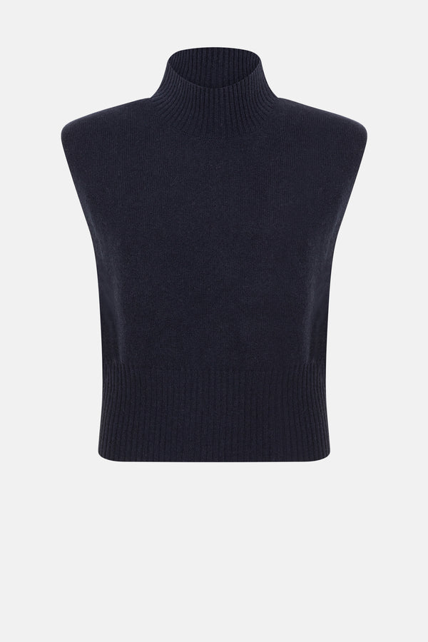 Minda Pull Sans Manches en Maille | Bleu