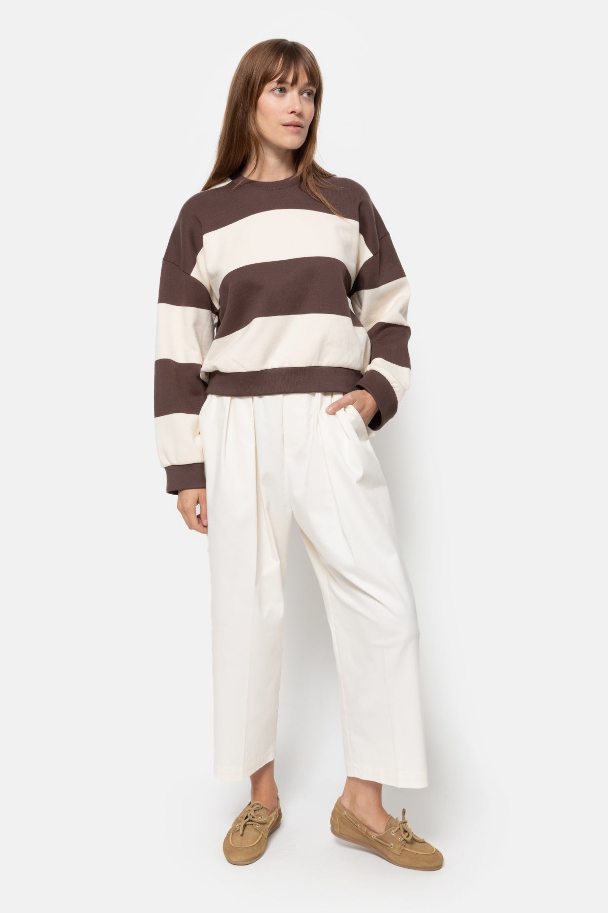 Mison Sweatshirt | Rayures Marron et Beige