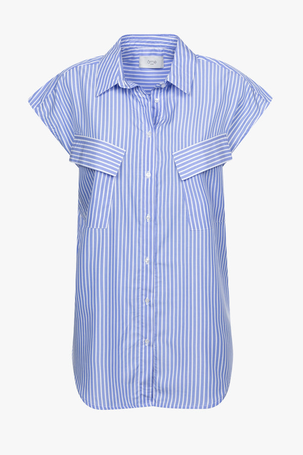 Nisrine Striped Sleeveless Shirt | Blue & White