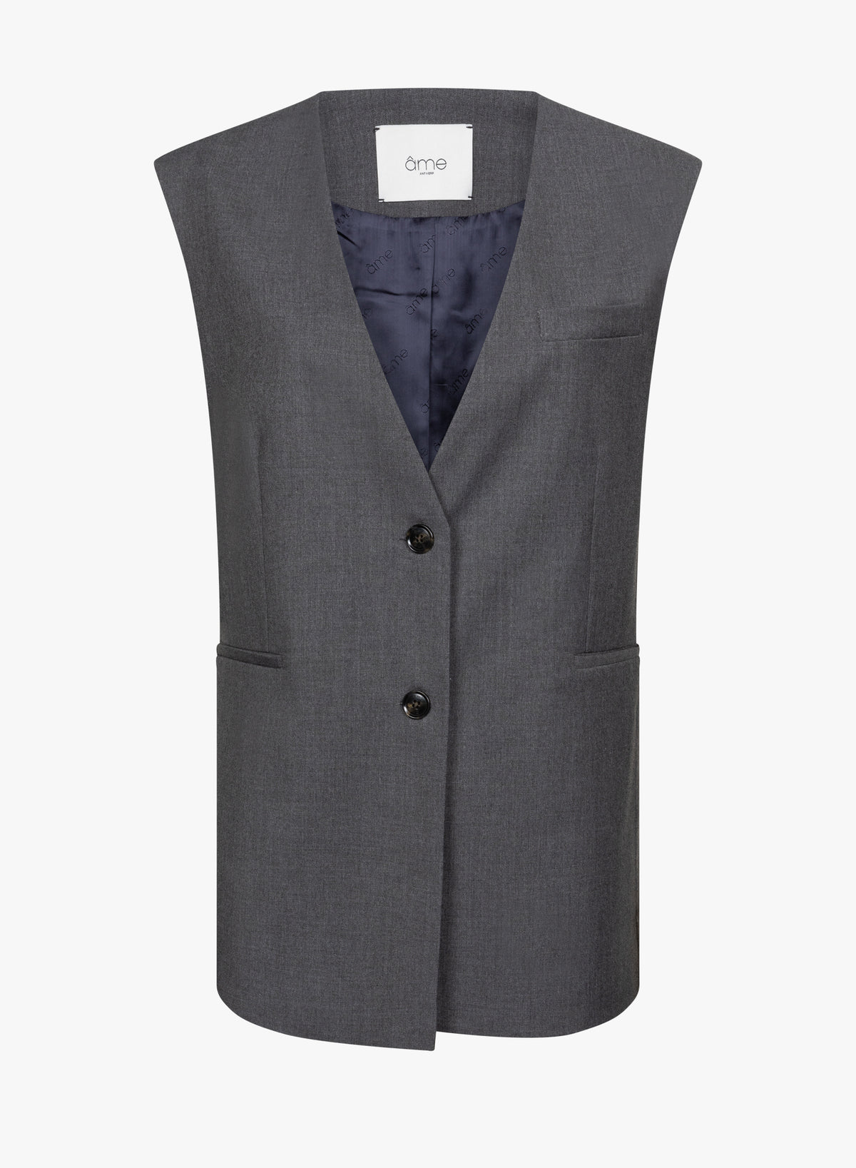 Noble Sleeveless Blazer | Charcoal
