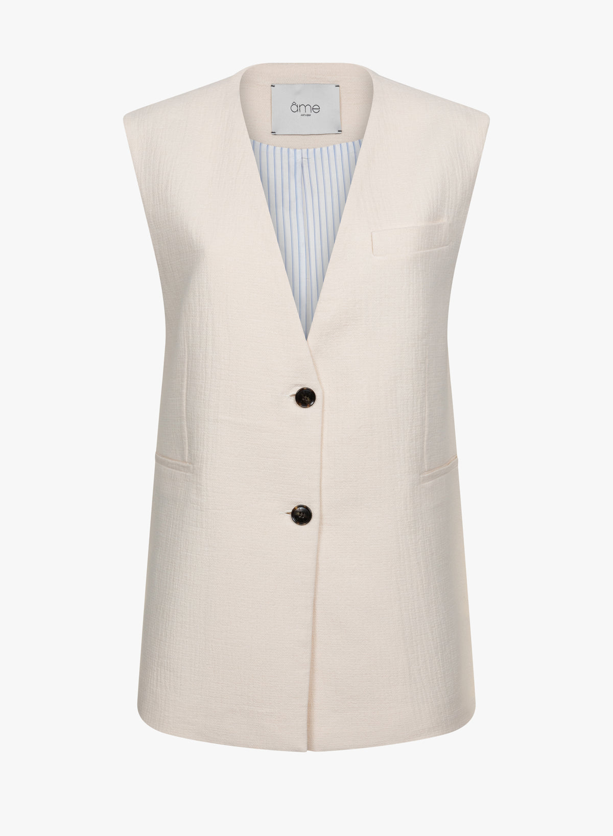 Noble Sleeveless Blazer | Ecru