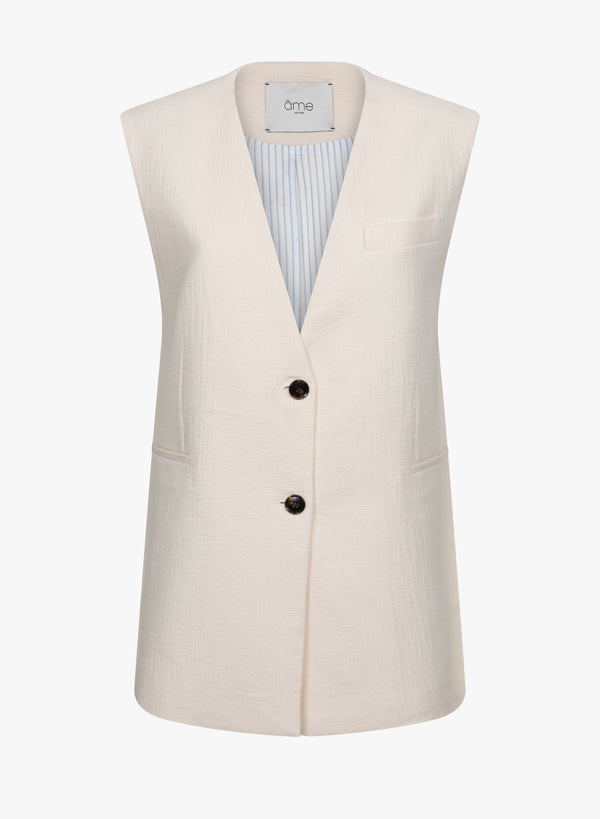 Noble Sleeveless Blazer | Ecru