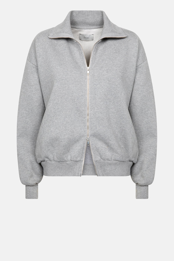Nona Sweat Cardigan with Zip | Dark Marled Grey
