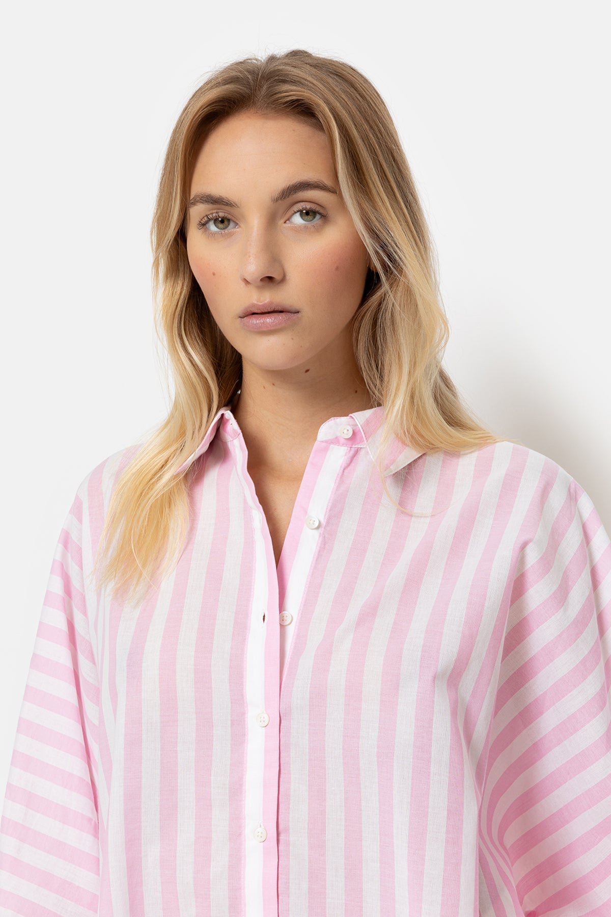 Chemise Gala Oversize | Rose clair & Blanc