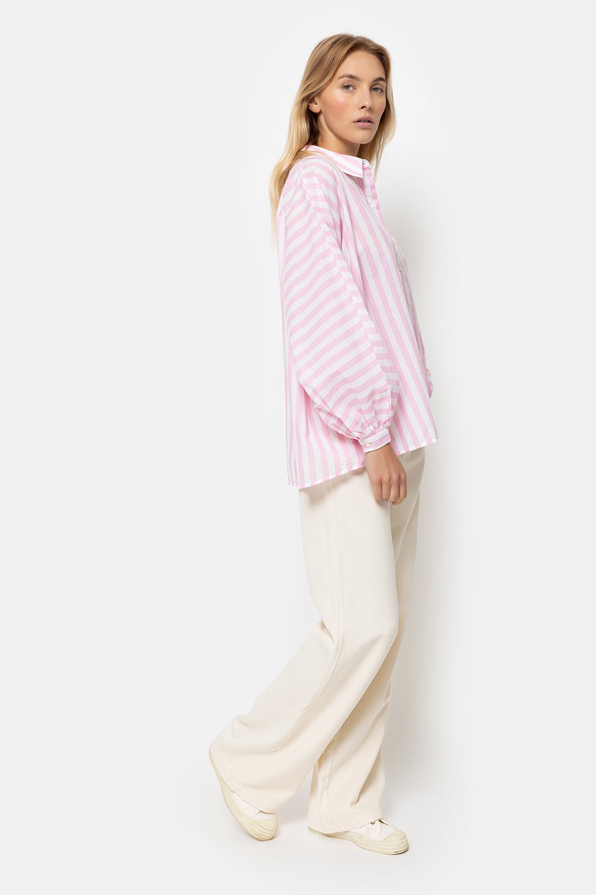 Chemise Gala Oversize | Rose clair & Blanc