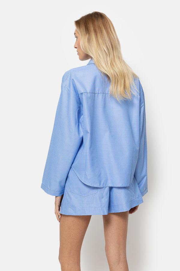 Lana Chemise courte rayée | Bleu clair