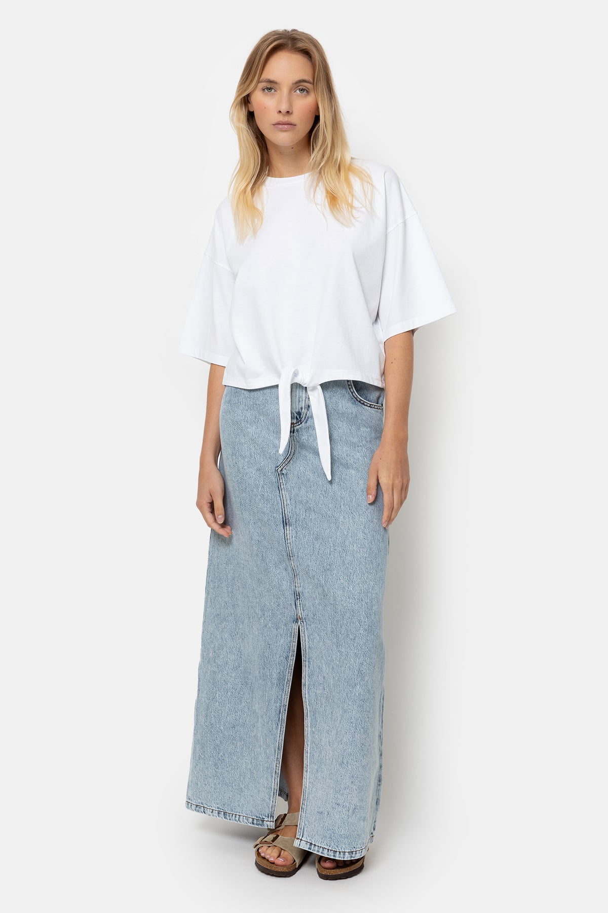 Lolita Long Denim Skirt | Ice Blue