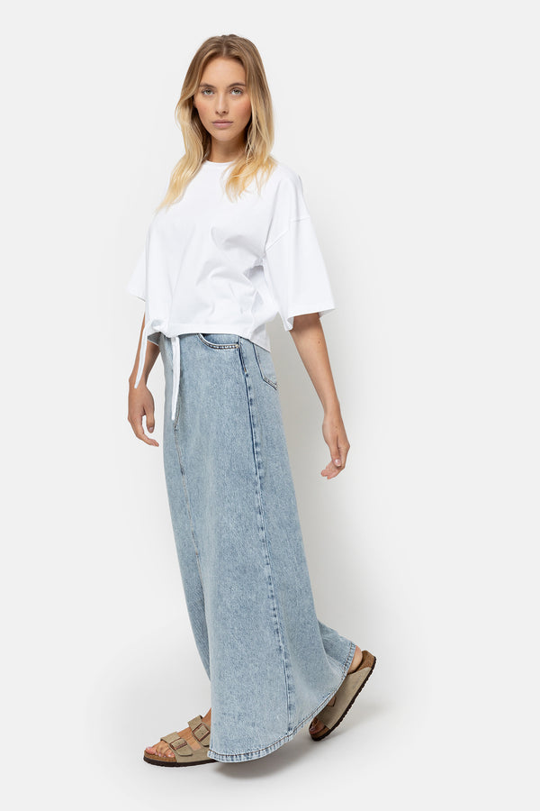 Lolita Long Denim Skirt | Ice Blue