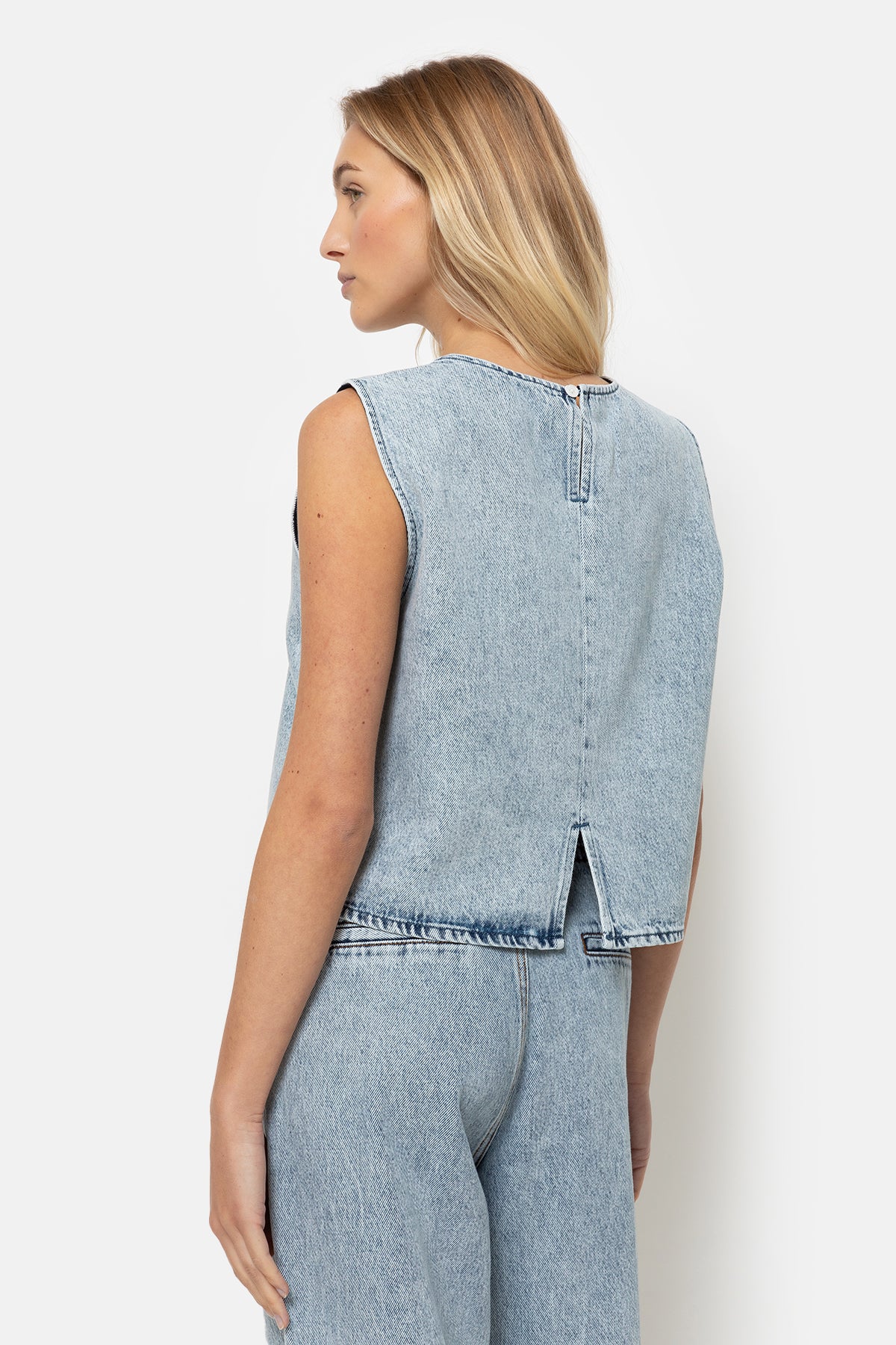 Lucy Sleeveless Top | Ice-Blue Tencel Denim