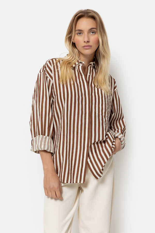 Chemise oversize Daddy | Rayures Camel