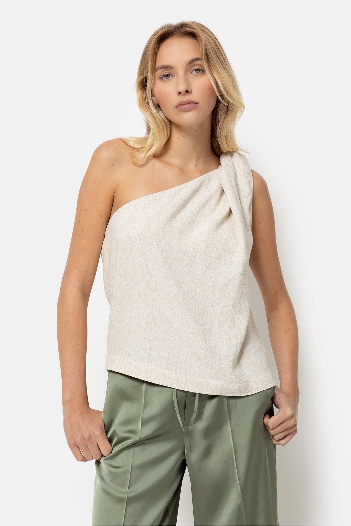 Lulah One-Shoulder Top | Beige