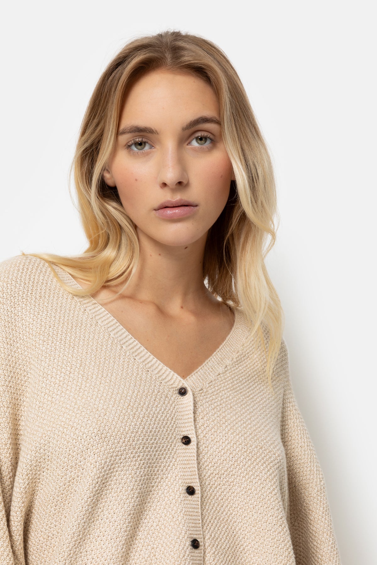 Lolly V-Neck Cardigan | Beige