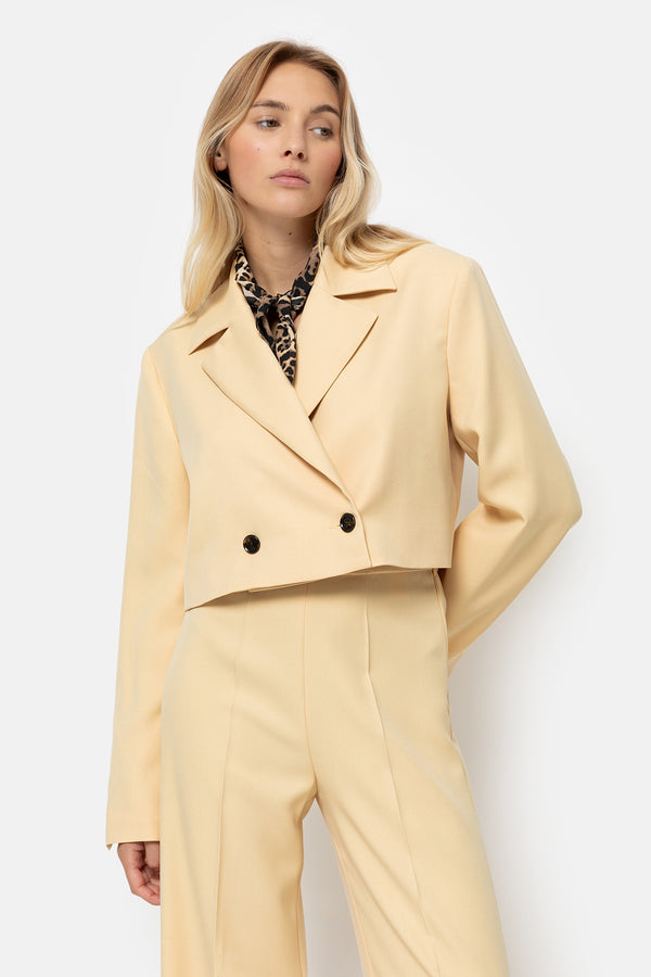 Lygie Cropped Double Breasted Blazer | Yellow