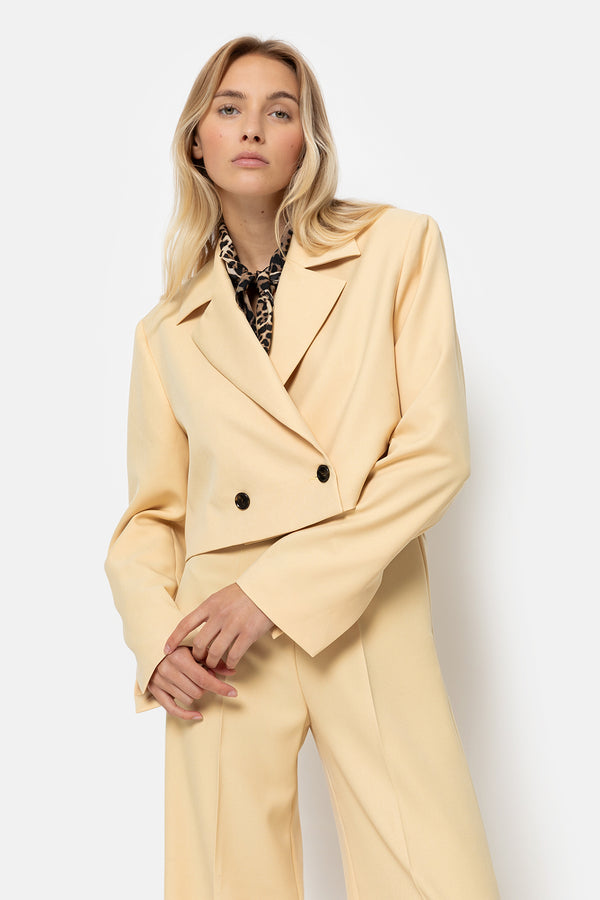 Lygie Cropped Double Breasted Blazer | Yellow