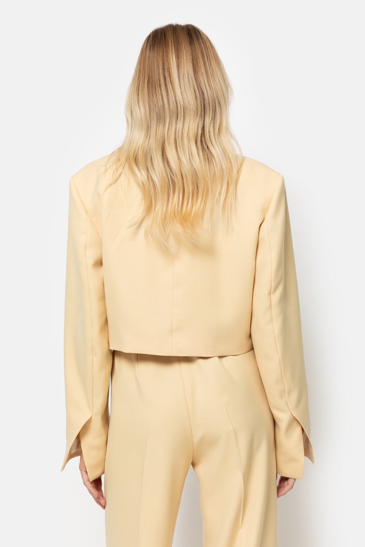 Lygie Cropped Double Breasted Blazer | Yellow