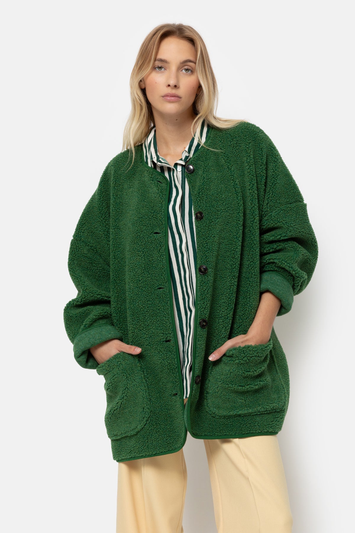 Hannah Teddy Oversized Jacket | Green