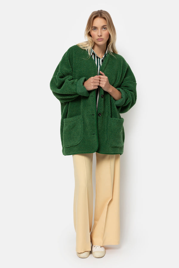 Hannah Teddy Oversized Jacket | Green