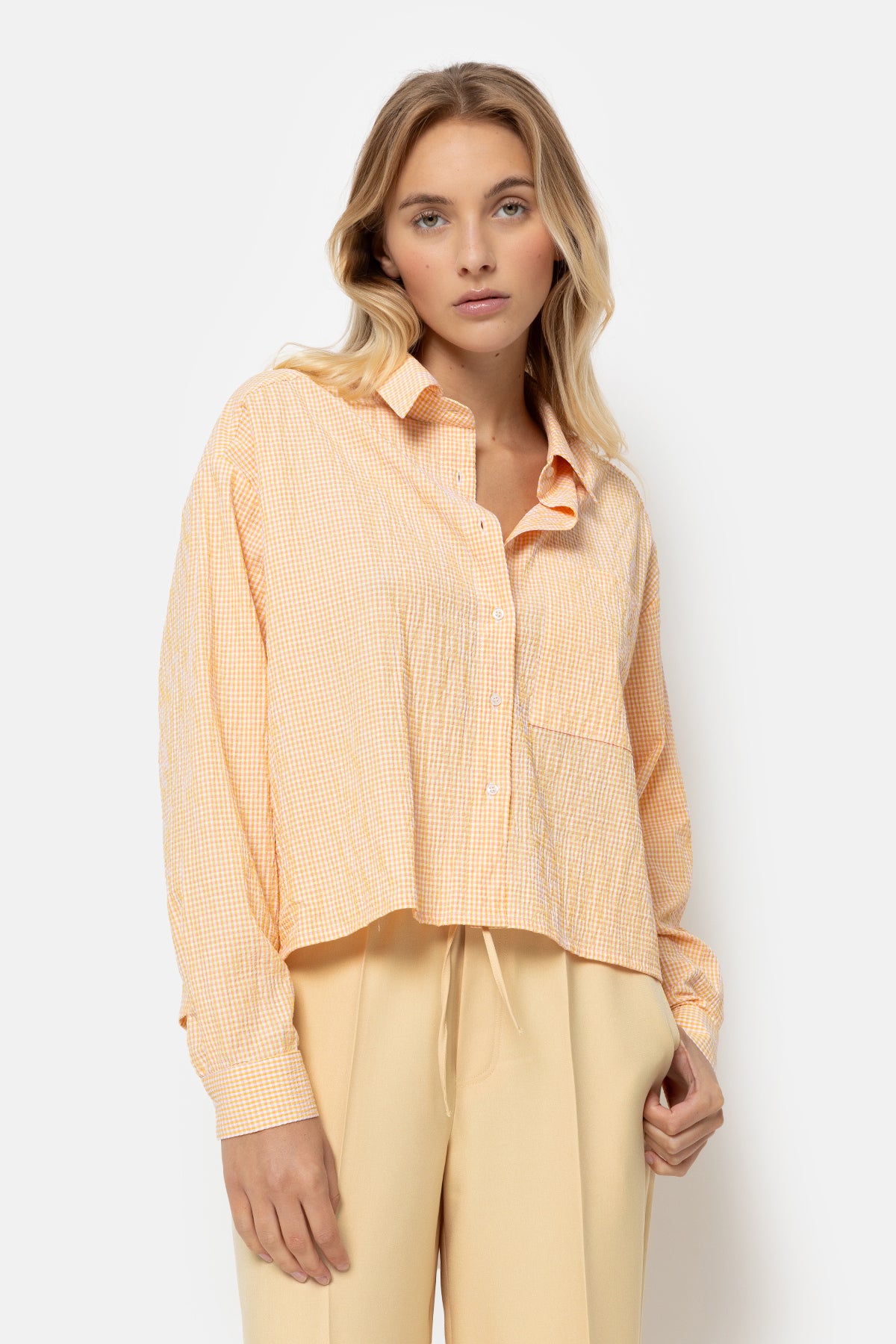 Lilian Cropped Shirt | Yellow Checked