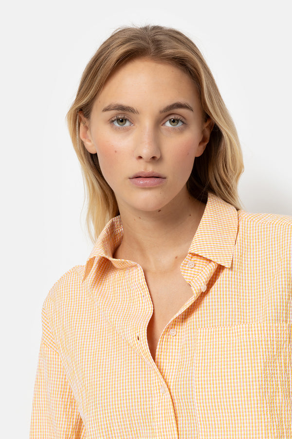 Lilian Cropped Shirt | Yellow Checked