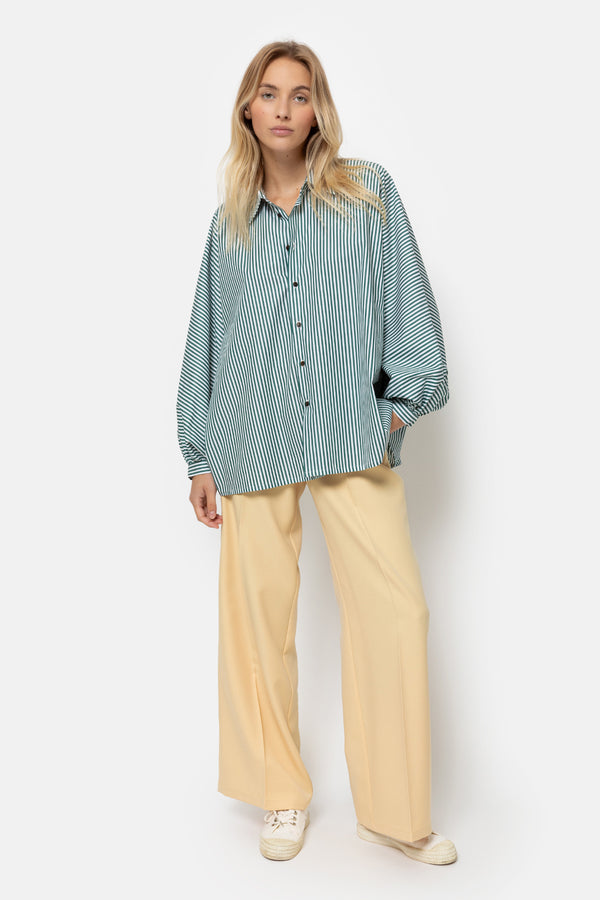 Henriette Poplin Shirt | Green Stripes