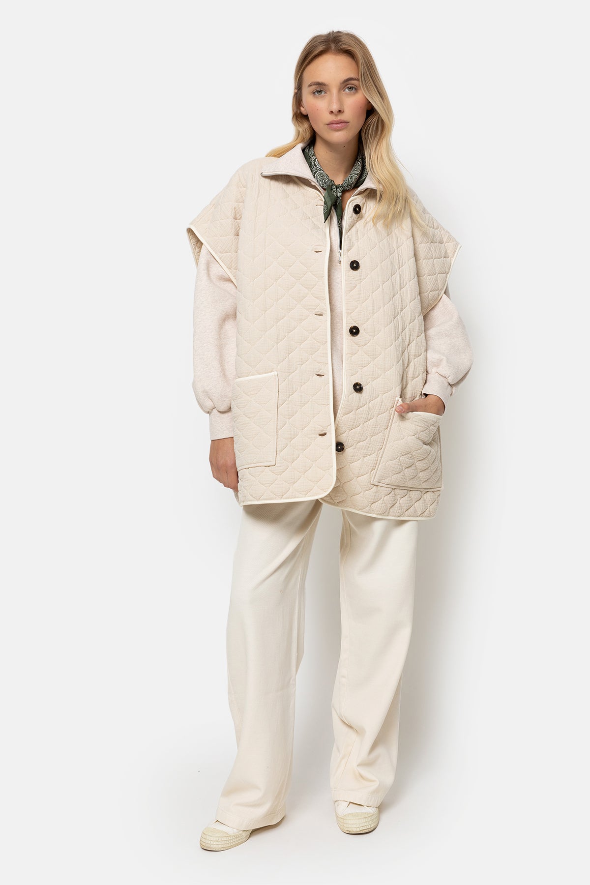 Ines Tetra Oversized Jacket | Beige