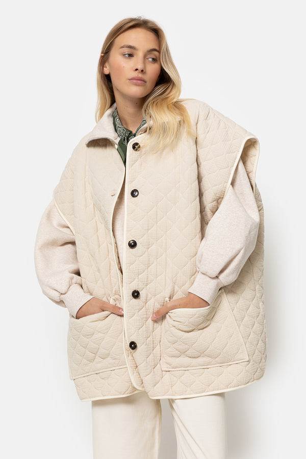 Ines Tetra Oversized Jacket | Beige