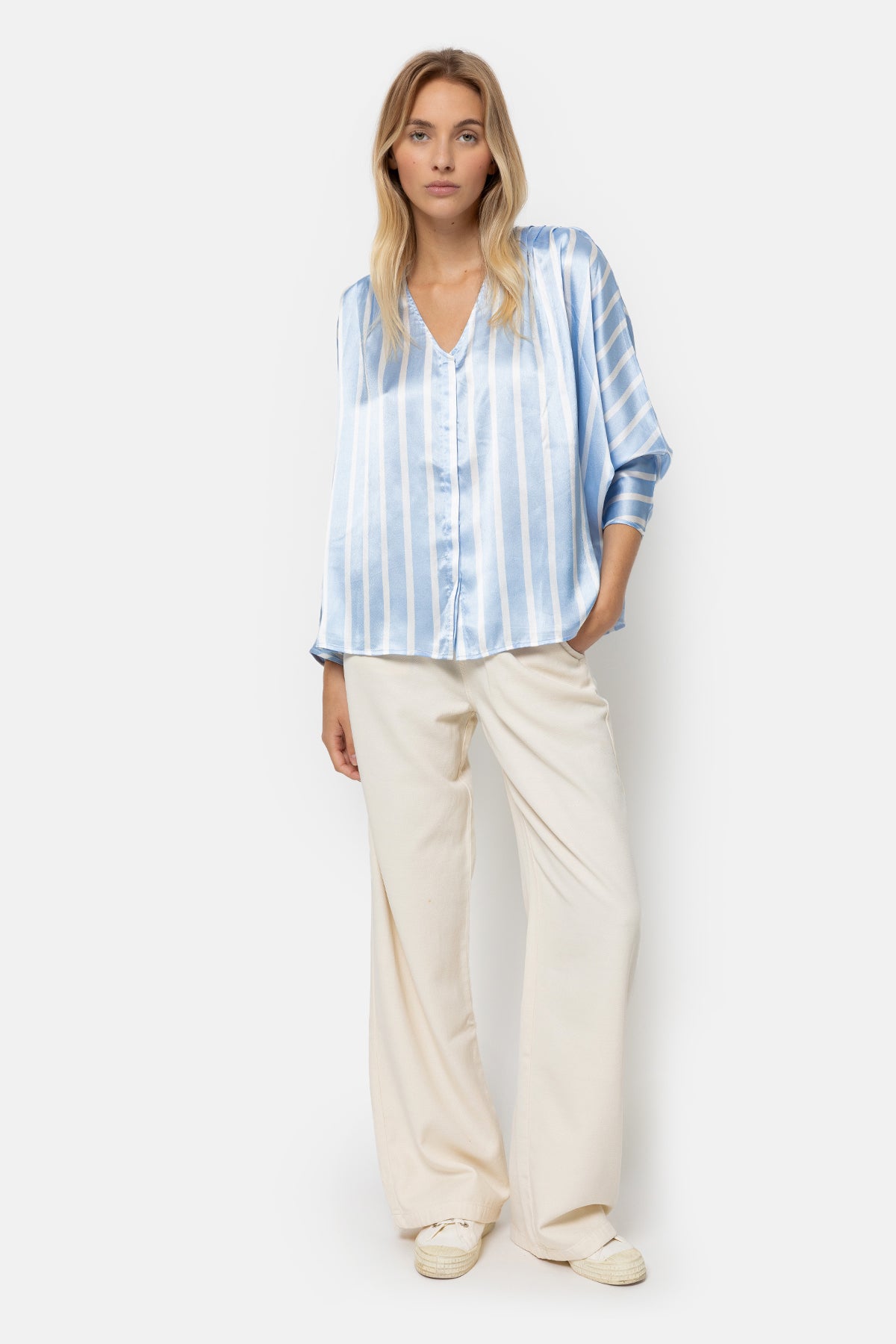 Chemise Louane à épaules rembourrées | Bleu