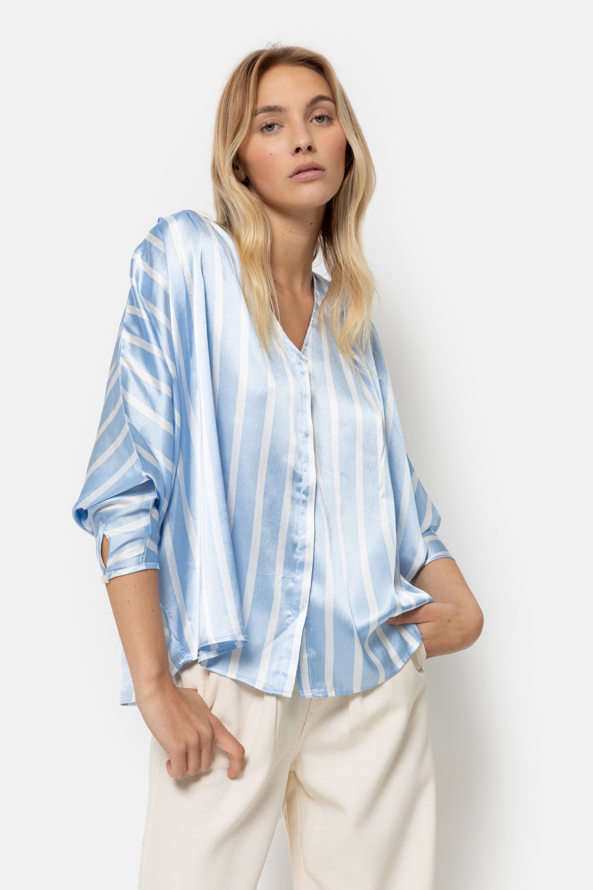 Chemise Louane à épaules rembourrées | Bleu