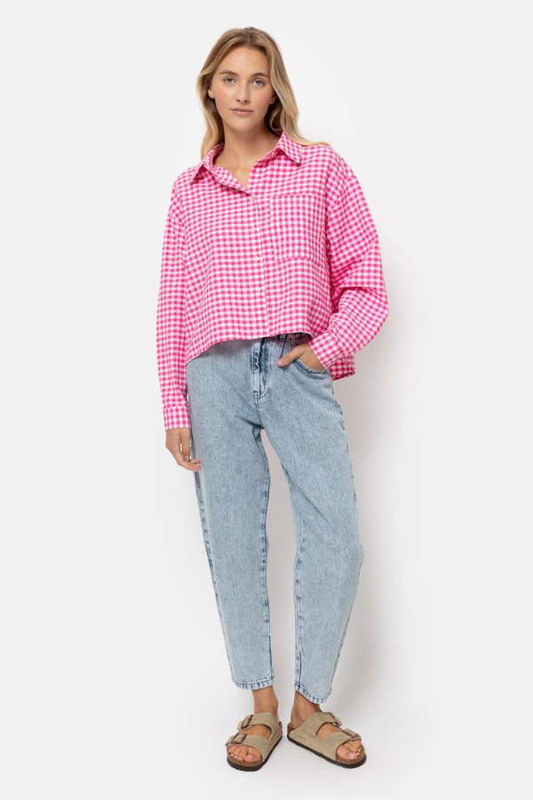 Lilian Cropped Shirt | Pink Checked