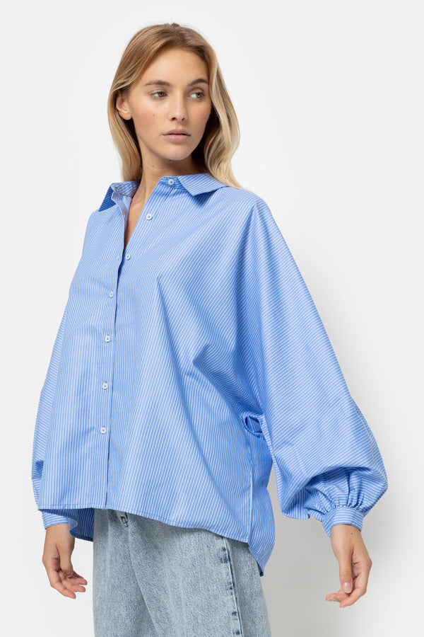 Gala Striped Oversized Shirt | Bleu clair et blanc