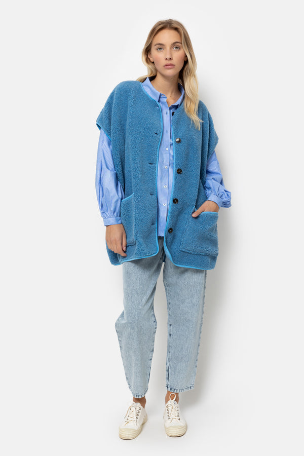 Ines Teddy Oversized Jacket | Blue