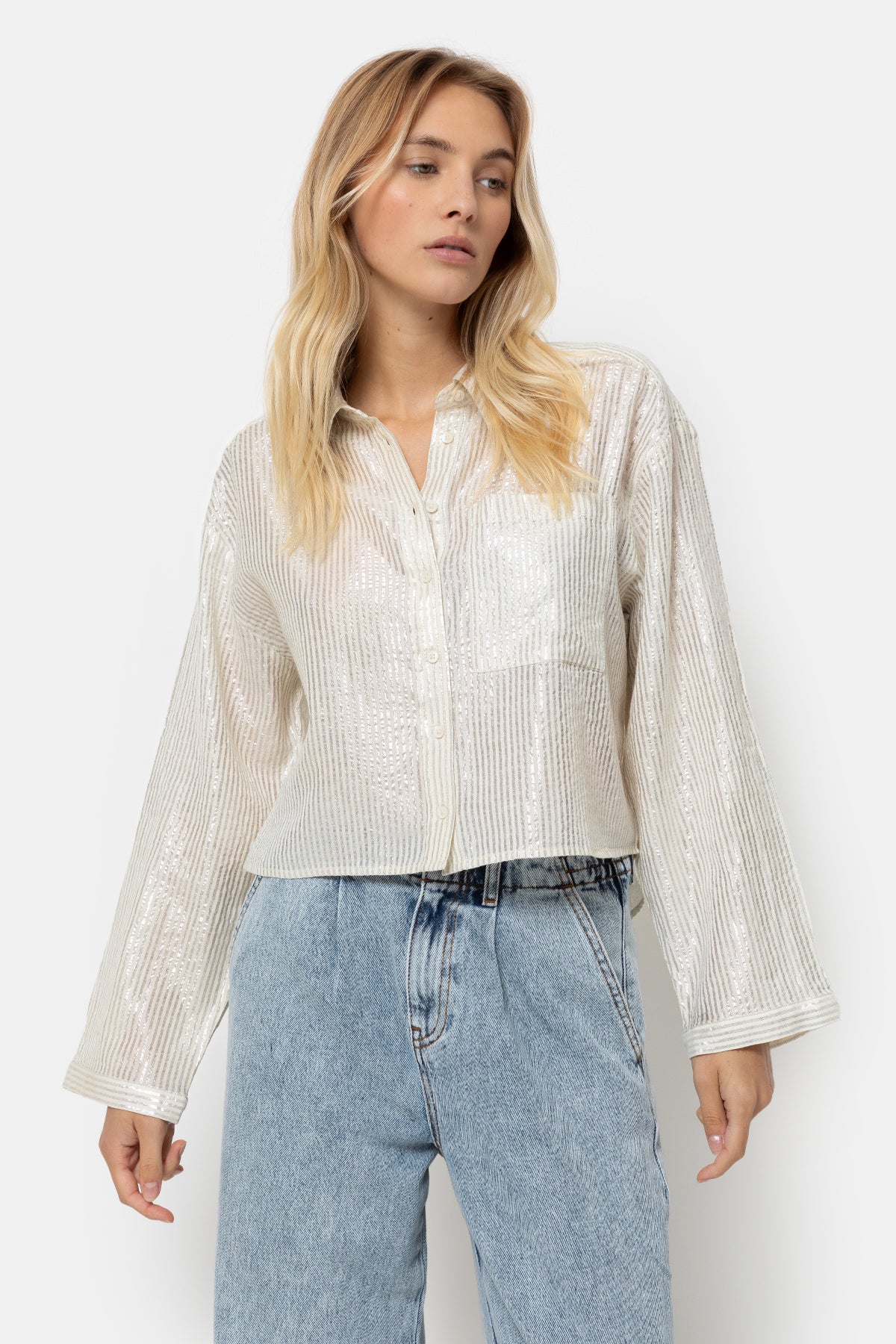 Lana chemise courte brillante | Argent