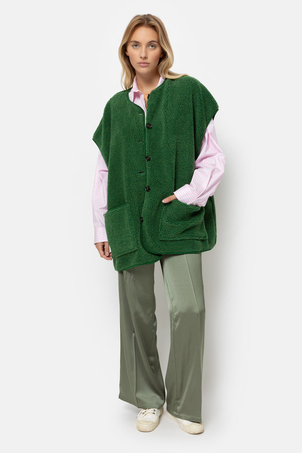 Ines Teddy Oversized Jacket | Green