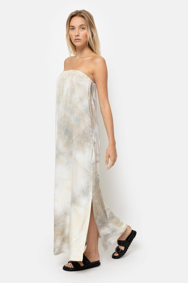 Louise Off-the-shoulder Dress | Beige Tie & Dye