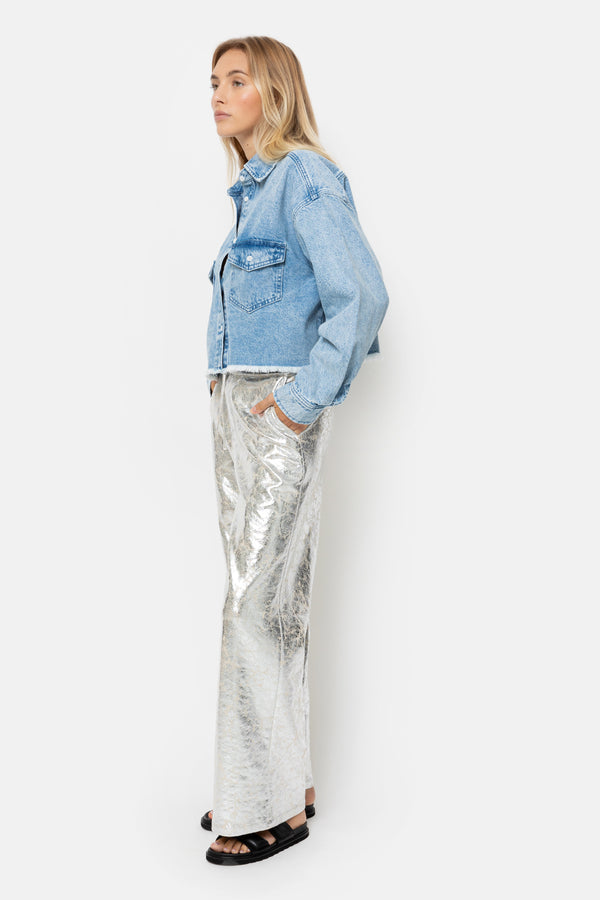 Jyvais Cropped Denim Jacket | Light-Blue Denim