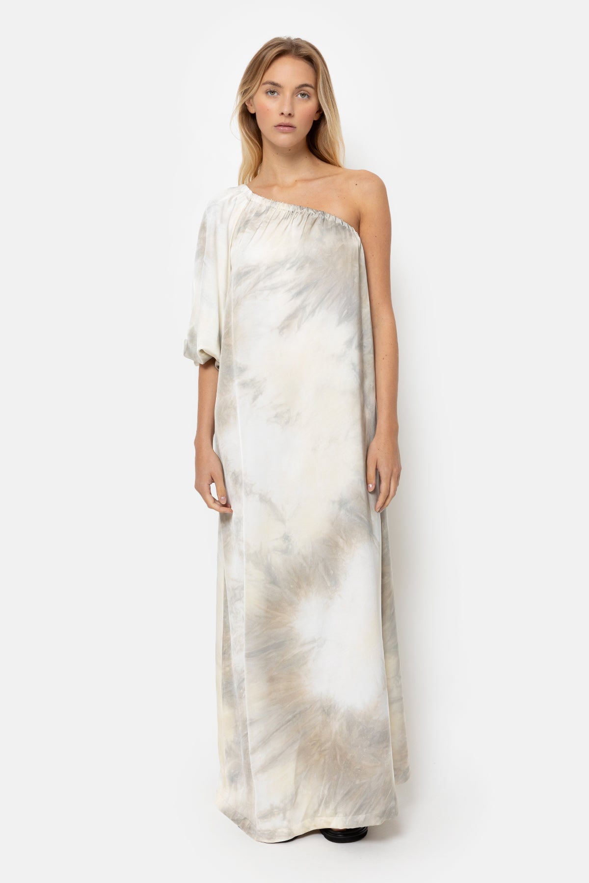 Jackie One-Shoulder Dress | Beige Tie & Dye