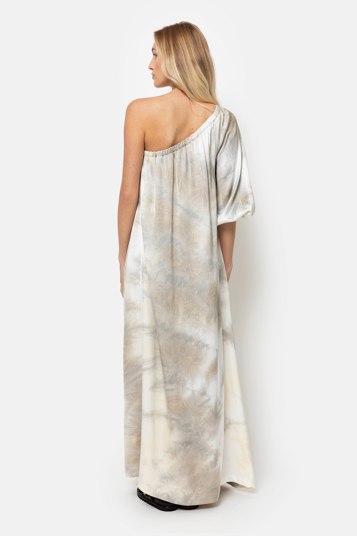 Robe à une épaule Jackie | Beige Tie & Dye