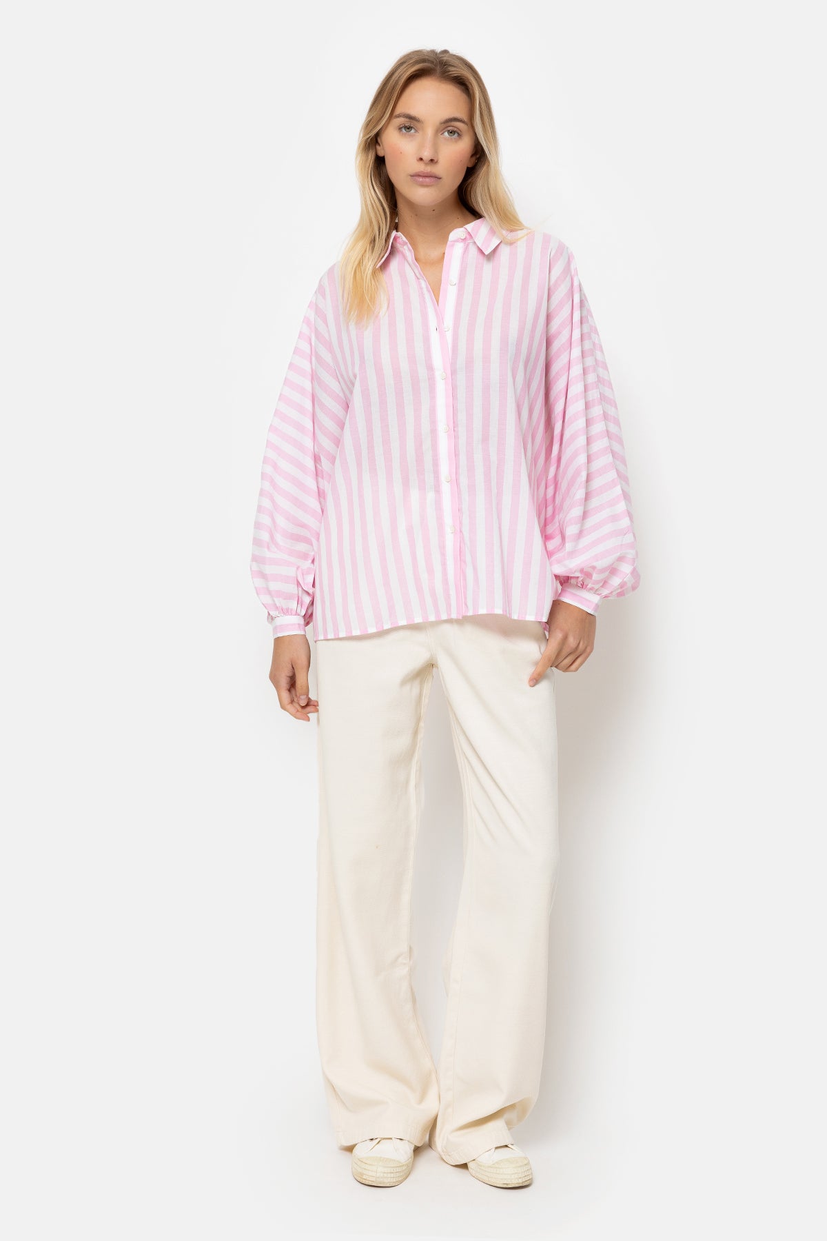 Chemise Gala Oversize | Rose clair & Blanc