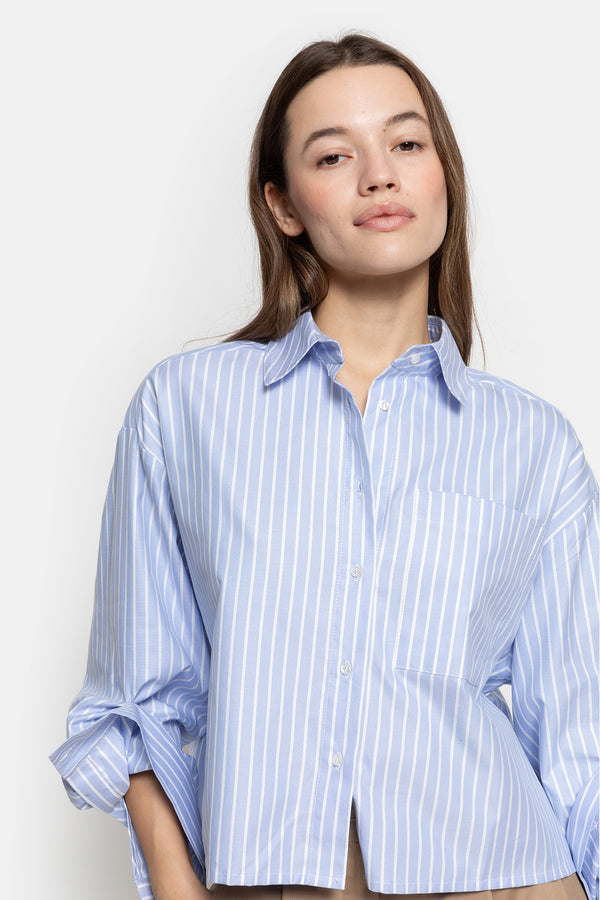 Ocean Cropped Shirt | Light Blue Striped