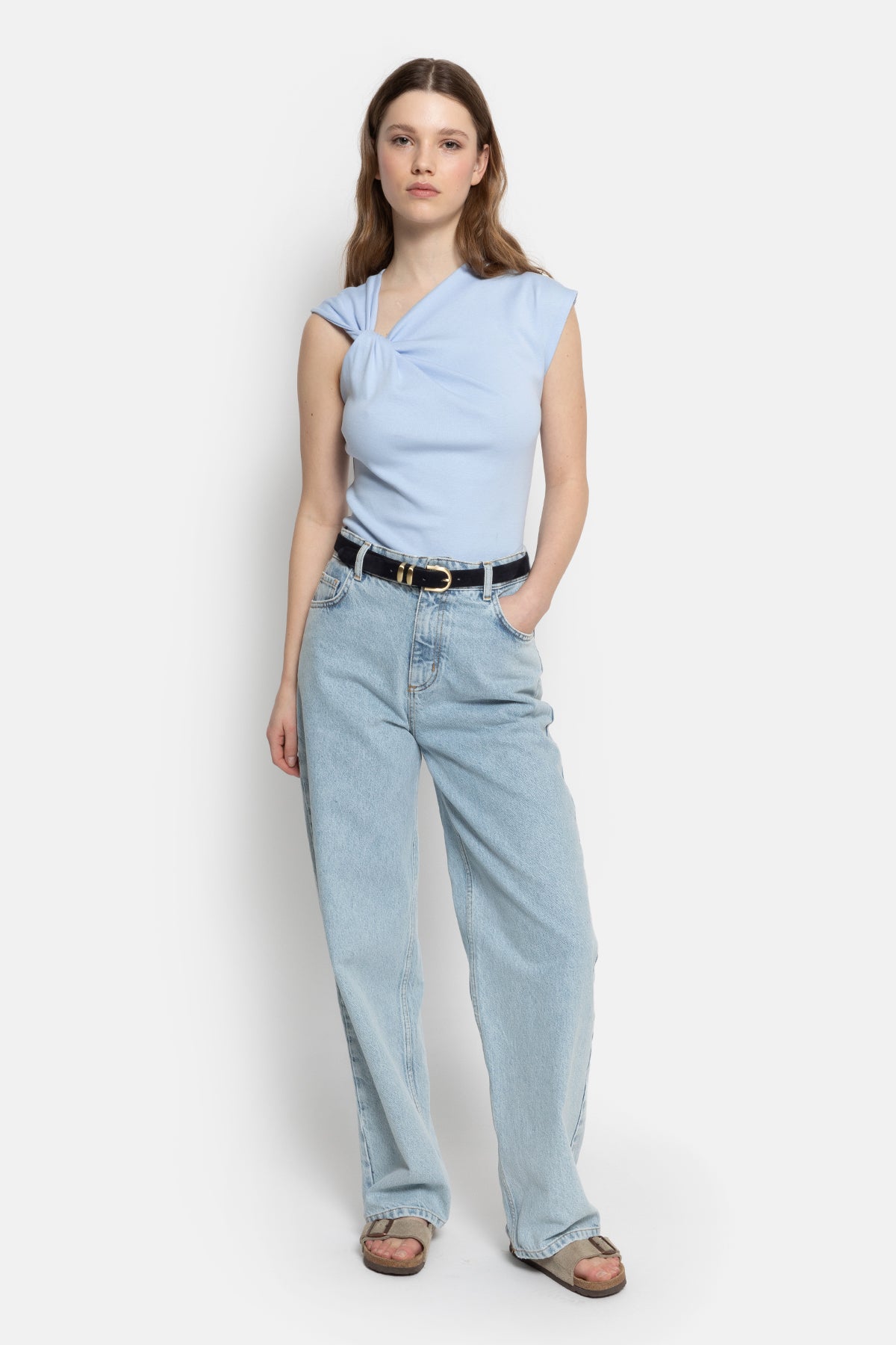 T-shirt Nurcia avec  nœud | Bleu Bébé