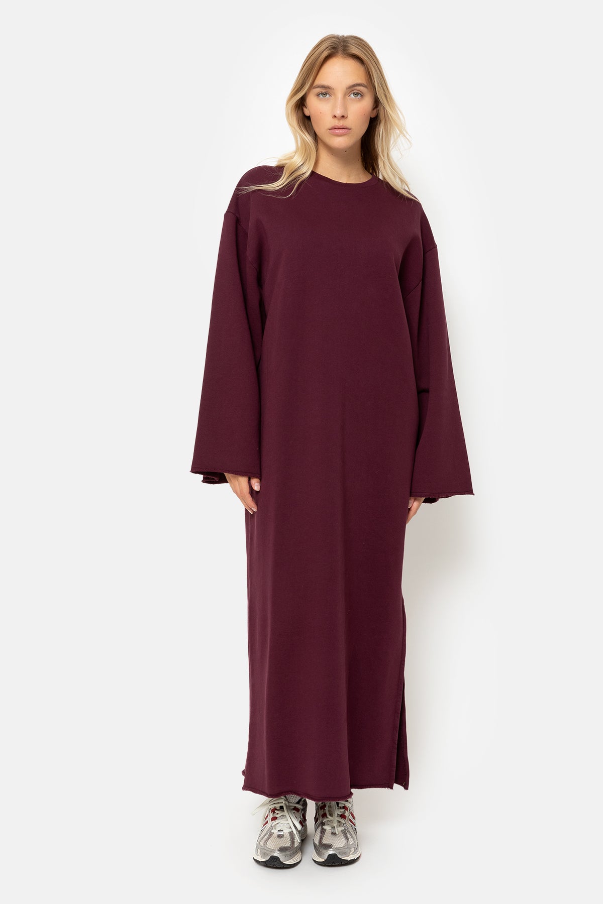 Kiss Sweatshirt Dress Burgundy Plum