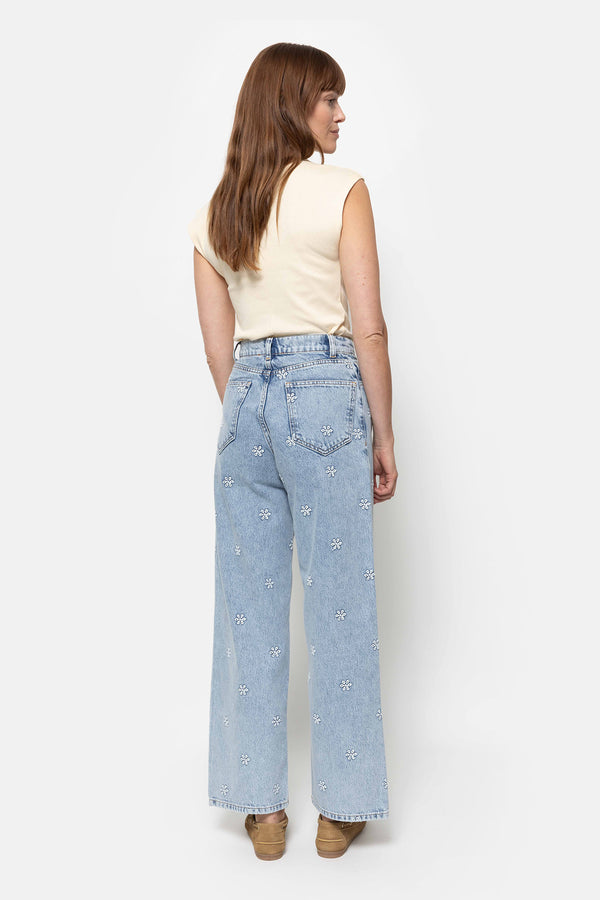 Jean droit Mimi | Bleu Denim brodé