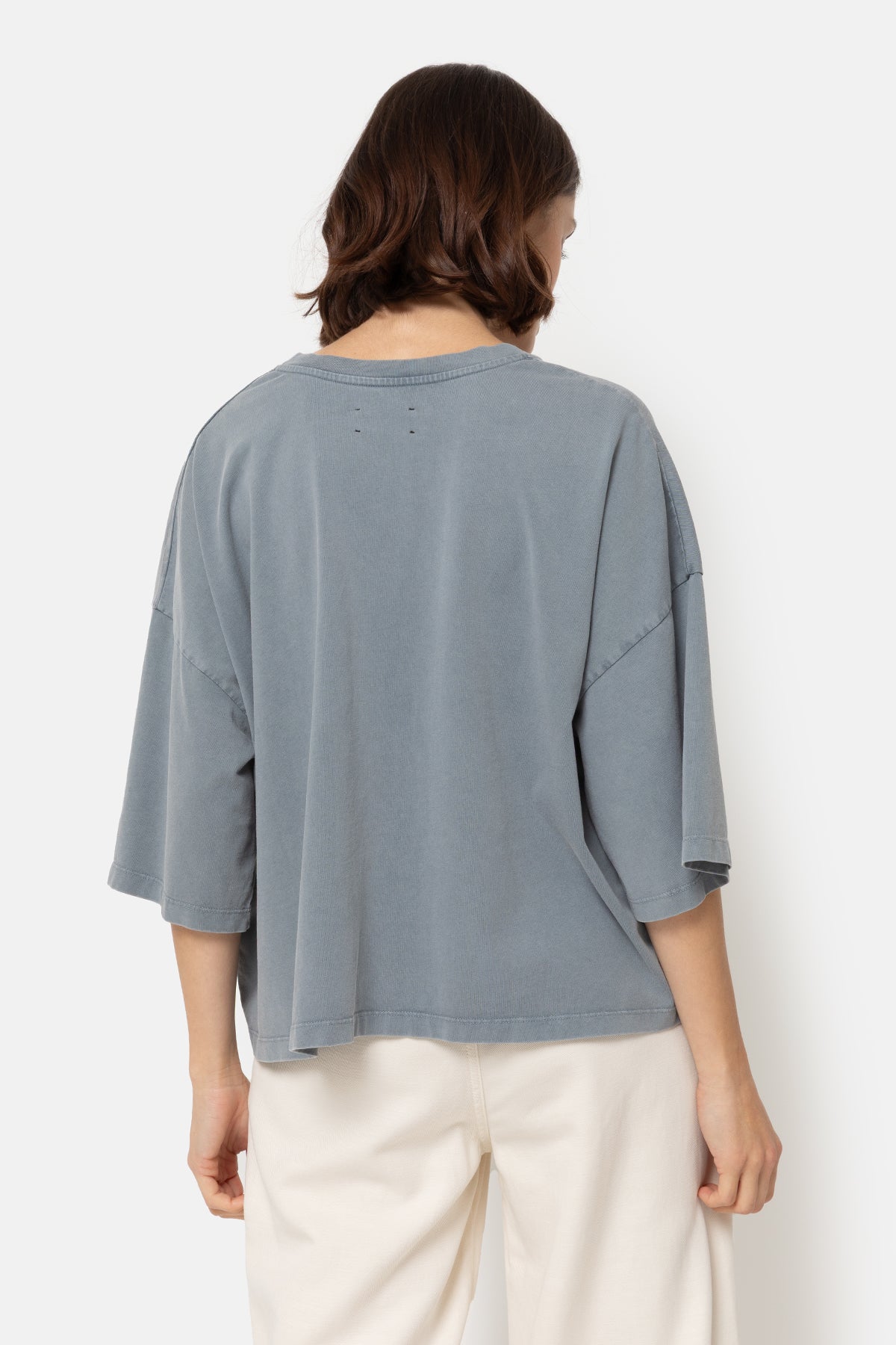 Lison Boxy T-Shirt with V Neck | Gris Vintage