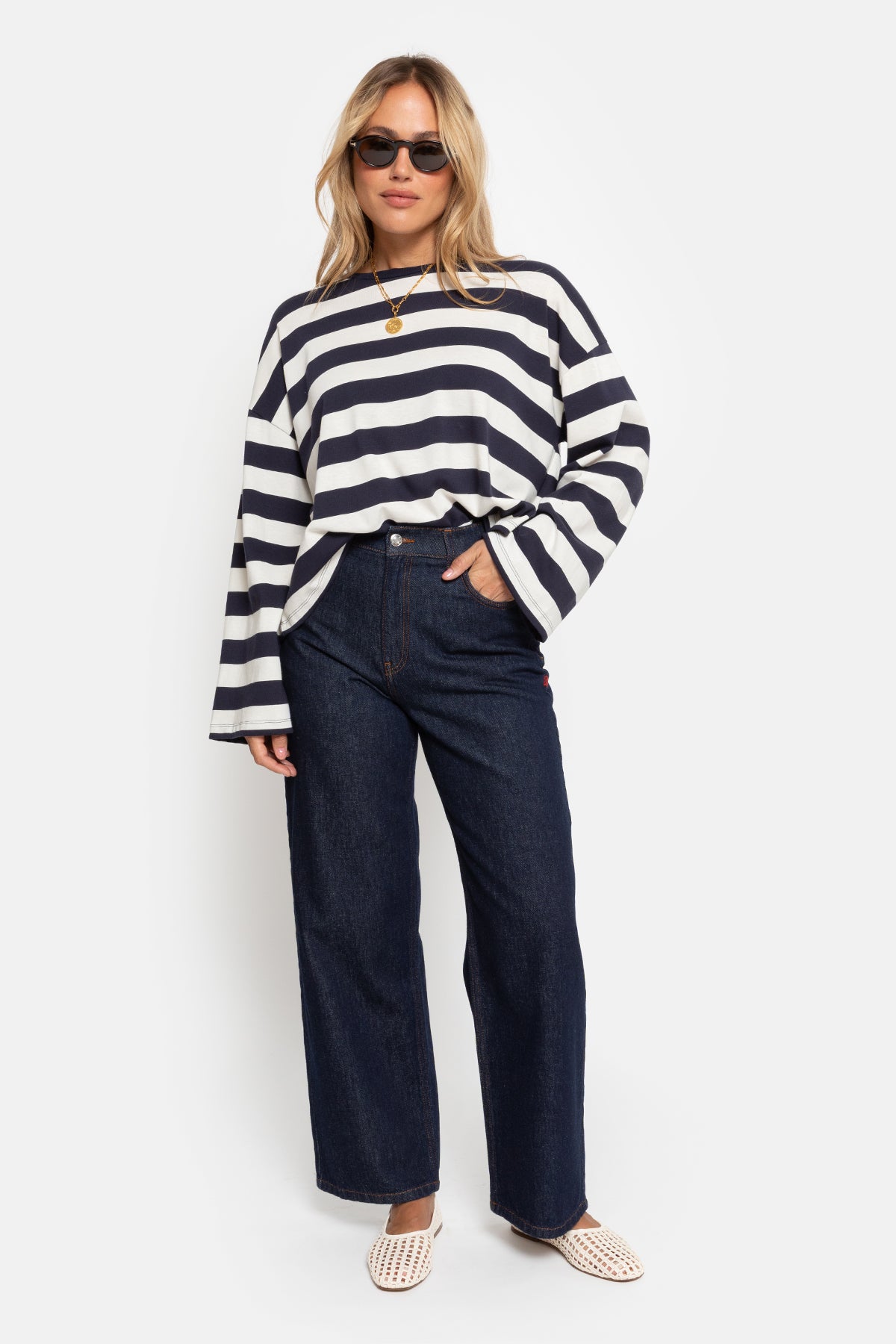Okid Longsleeve T-Shirt | Navy & White