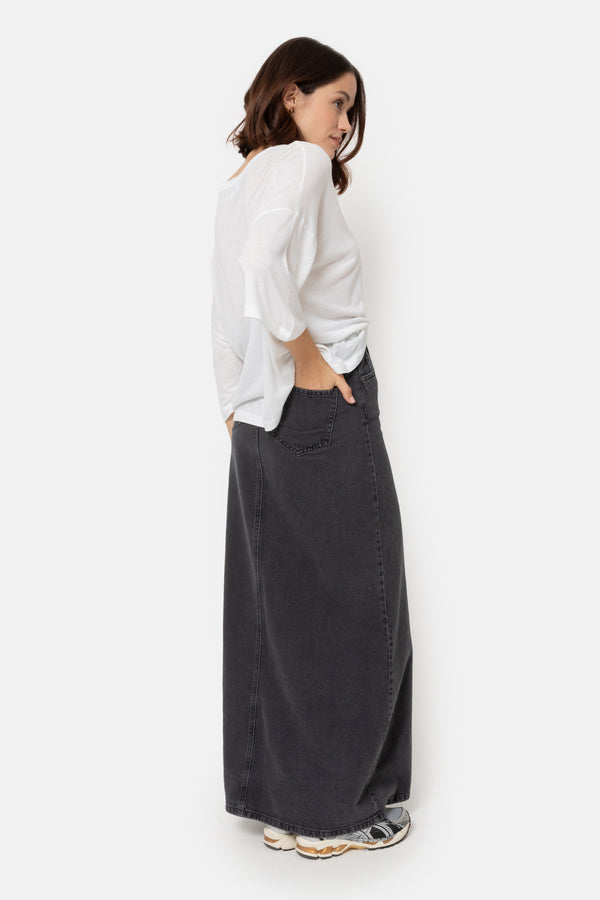 Katie Long Denim Skirt | Charcoal Grey