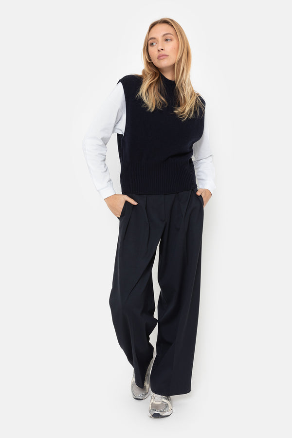Minda Pull Sans Manches en Maille | Bleu